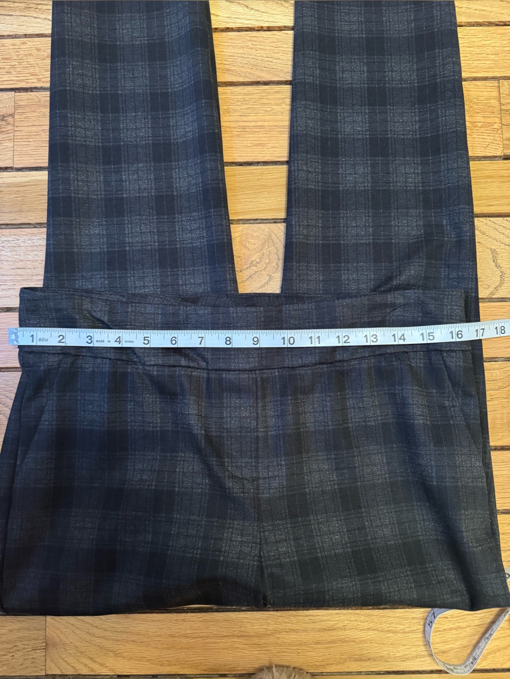 Plaid Slim Ponte Pants - Black/Gray - Picture 3 of 7